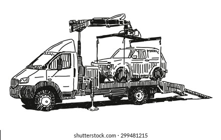 Tow Truck Vector Drawing