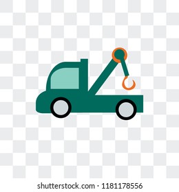 Tow truck vector icon isolated on transparent background, Tow truck logo concept