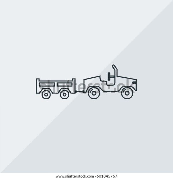 Tow Truck Vector Icon, The outlined symbol
of car with trailer hitch. Simple, modern flat vector illustration
for mobile app, website or desktop app 
