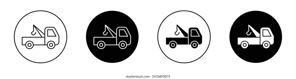 Tow truck vector icon symbol in flat style.