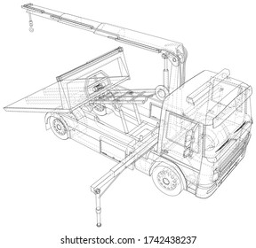 Tow Truck. Vector Illustration of Tow Truck. Towing. The layers of visible and invisible lines are separated. EPS10 format.