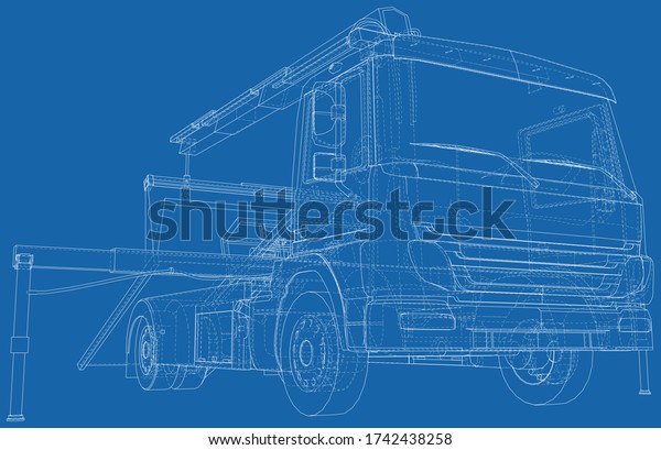 Tow truck vector. Towing car\
trucking vehicle transportation towage. Help on road. Wire-frame.\
The layers of visible and invisible lines are separated. EPS10\
format.