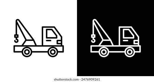 Icono de vector de camión de remolque sobre fondo blanco.