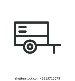 Towable diesel air compressor isolated icon, trailer with air compressor vector icon with editable stroke