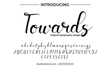 Towards Font Stylish brush painted an uppercase vector letters, alphabet, typeface