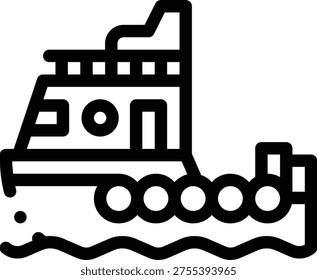 towboat icon. Thin Linear Style Design Isolated On White Background