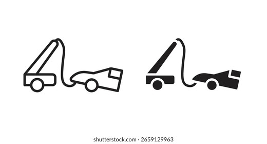 ícone de carro rebocado vetor editável. conjunto de vetores pretos