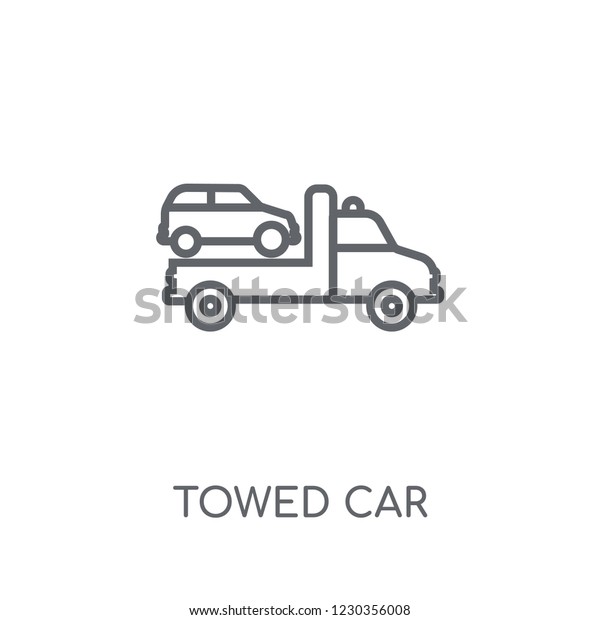Towed car linear icon.\
Modern outline Towed car logo concept on white background from\
Insurance collection. Suitable for use on web apps, mobile apps and\
print media.