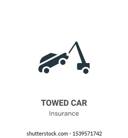 Towed car vector icon on white background. Flat vector towed car icon symbol sign from modern insurance collection for mobile concept and web apps design.