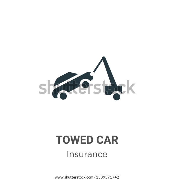 Towed car vector icon on white\
background. Flat vector towed car icon symbol sign from modern\
insurance collection for mobile concept and web apps\
design.