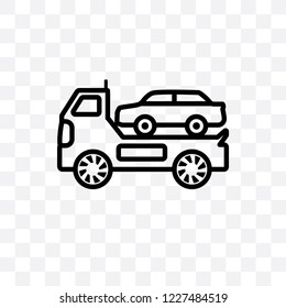 Towed car vector linear icon isolated on transparent background, Towed car transparency concept can be used for web and mobile