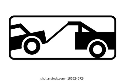 Towed vehicle sign vector. Warning road sign.