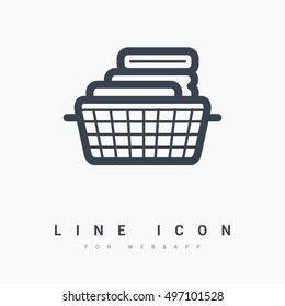 towel in basket line vector icon for websites and mobile minimalistic flat design.