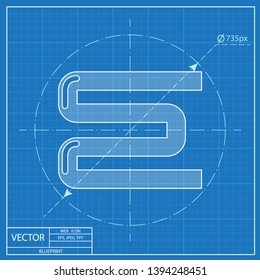 Towel bath radiator illustration. Bathroom vector blueprint icon 