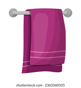 a towel in the bathroom for hands or face hangs on a holder. vector illustration.