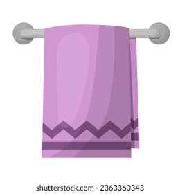 a towel in the bathroom for hands or face hangs on a holder. vector illustration.