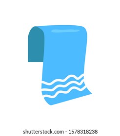 Towel for beach emblem isolated vector icon in cartoon style. Folded terry cloth, tissue for wipe single simple element, front view primitive badge
