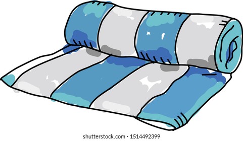 Towel beach, illustration, vector on white background.