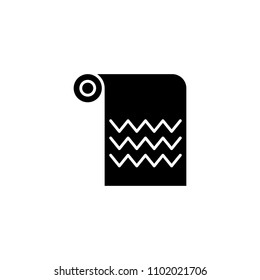 Towel black icon concept. Towel flat  vector symbol, sign, illustration.