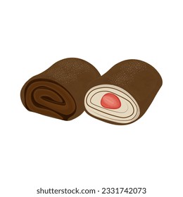 Handtuchskrepe-Rollkuchen Schokolade-Flavour-Illustration Logo