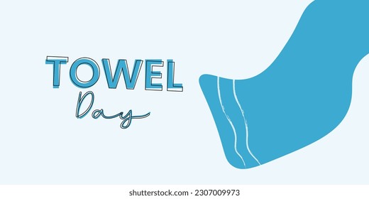 Towel Day with blue towel. Abstract background design. Isolated on white background.