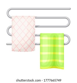 Towel Dryer or Heated Towel Rail with Towels Hanging on It Vector Illustration