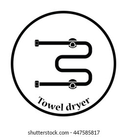 Towel dryer icon. Thin circle design. Vector illustration.