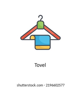 Towel Filled Outline Vector Icon Design illustration on White background. EPS 10 File 