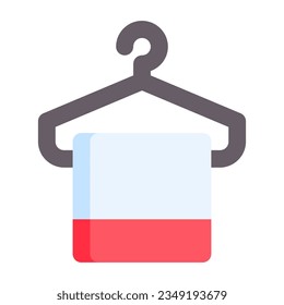 Towel in flat icon. Hanger, napkin, hotel, clothing