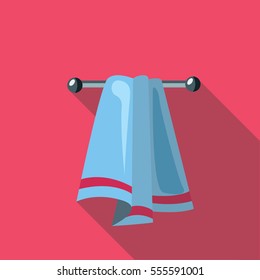 towel flat icon style with long shadow isolated on pink background. bathroom elements vector sign symbol