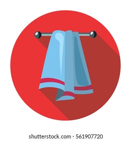 towel flat icon style with long shadow isolated on red background. bathroom elements vector sign symbol