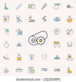 towel with flower outline icon. spa icons universal set for web and mobile