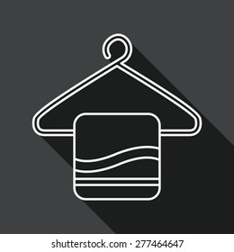 towel hanger flat icon with long shadow, line icon