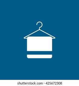 Towel With Hanger Flat Icon On Blue Background