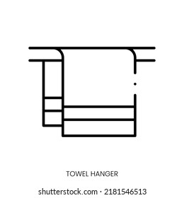 icono del colgador de toallas. Signo de estilo lineal aislado en fondo blanco. Ilustración del vector