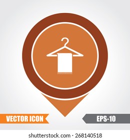 Towel & Hanger  Icon On Map Pointer. Eps.-10.