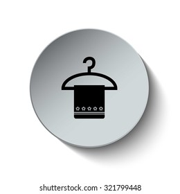 Towel with hanger icon. Rounded button. Vector Illustration. EPS10