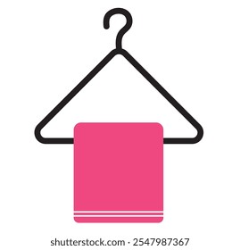 Icono de línea de estante de toalla y percha. signo de estilo lineal para concepto móvil y Diseño web. Icono de Vector de contorno de toalla colgante