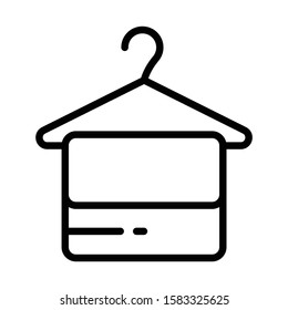 Towel and Hanger Vector Icon Design, bathroom accessories Concept