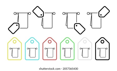 Towel hanger vector icon in tag set illustration for ui and ux, website or mobile application