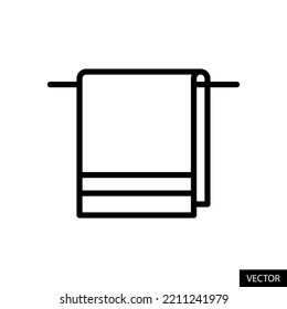 Towel hanging, Face towel vector icon in line style design for website, app, UI, isolated on white background. Editable stroke. EPS 10 vector illustration.