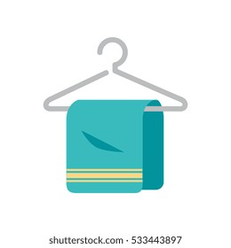 towel hanging in hook isolated icon