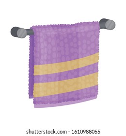 Towel Hanging on Towel Rail Isolated on White Background Vector Item