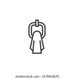Towel holder line icon. linear style sign for mobile concept and web design. Towel hanger outline vector icon. Bathroom symbol, logo illustration. Vector graphics