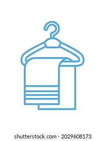 towel in hook hanging, line style icon