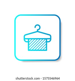 towel hook laundry icon in outline with stripes style in gradient blue color, suitable for mobile and web UI, app button,  infographic, etc