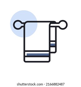 Towel in hook vector isolated icon. Hotel sign. Graph symbol for travel and tourism web site and apps design, logo, app, UI