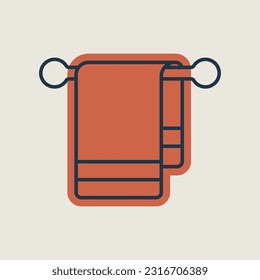 Towel in hook vector isolated icon. Hotel sign. Graph symbol for travel and tourism web site and apps design, logo, app, UI