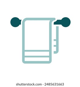 Towel in hook vector isolated icon. Hotel sign. Graph symbol for travel and tourism web site and apps design, logo, app, UI