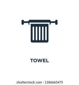 Towel icon. Black filled vector illustration. Towel symbol on white background. Can be used in web and mobile.